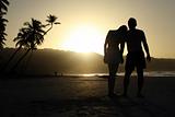 silhouette couple at the beach