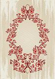 Vector illustration of a red abstract floral frame