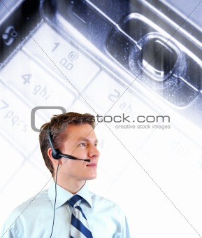 Young businessman with headphones