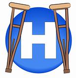 hospital symbol with crutches