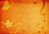 butterflies and flowers on grungy background
