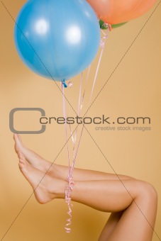 balloons adhered to a leg