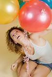 Attractive woman with balloons