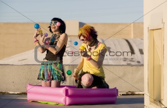Punk Girls Juggling Plastic Balls