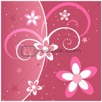 Pink Flowers and Swirls