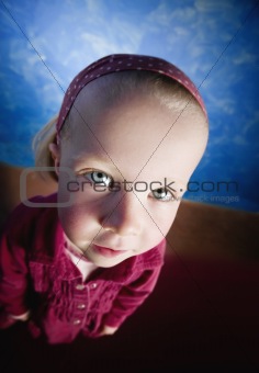 Wide angle shot of little girl