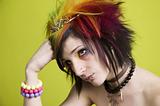 Punk woman with bright makeup