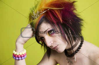 Punk woman with bright makeup