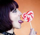 Alternative Girl with a Heart Lollipop