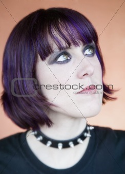 Alternative Young Woman with Purple Hair