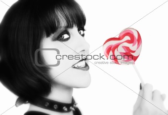 Woman with a Heart Lollipop
