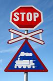 railway crossing stop sign 