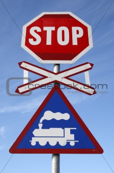railway crossing stop sign 