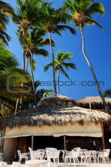 Restaurant on tropical beach