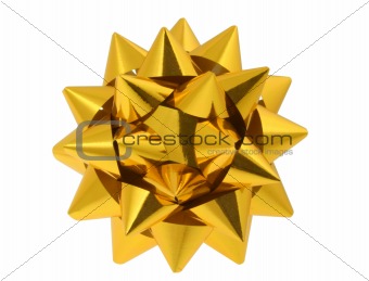 yellow bow on pure white background