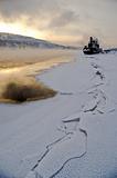 Northern, Siberian river in the winter.