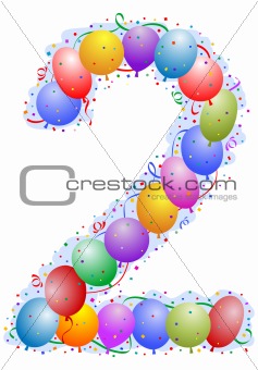 Balloons and confetti – Number 2 two
