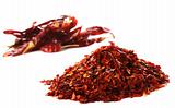 pile of Hot Red Chilli Chillies pepper dried and crushed