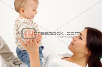 happy mother with baby girl