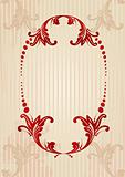 Vector illustration of a red abstract floral frame