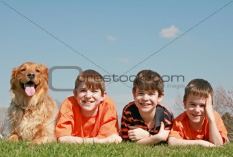 Three Boys and a Dog
