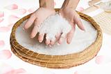 scrub hands with salt