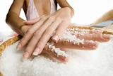 scrub hands with salt