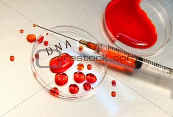Syringe with blood