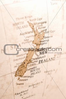 Detail of New Zealand on a Globe