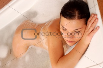 woman relaxing in bath