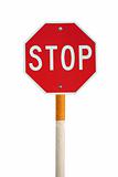 Isolated stop sign with cigarette post