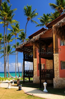 Tropical resort on ocean shore