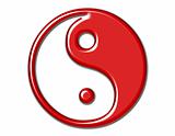 Yin Yang Symbol in Bright Red