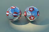 Two chrome balls with flags