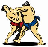Sumo Wrestlers in action