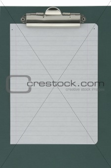 piece of lined paper stuck to a clipboard
