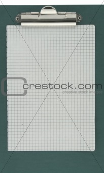 piece of squared paper stuck to a clipboard
