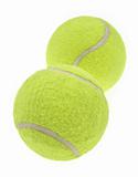 two tennis balls on white