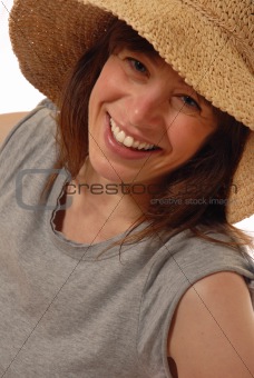 young lady  with straw hat