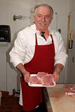 Butcher shows pork chops
