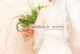 bride with bunch of tulips