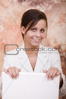 Happy girl with laptop