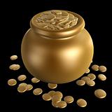 gold coins in jar