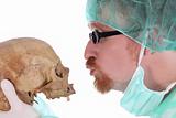surgeon with skull