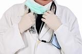 doctor with stethoscope and permit