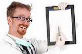 doctor holding a folder of information