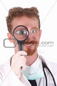 smiling doctor with loupe