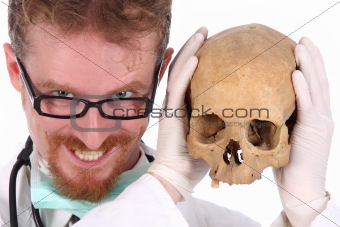 doctor with skull