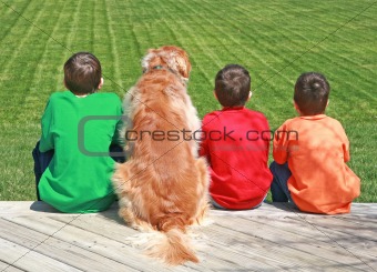 Three Boys and a Dog