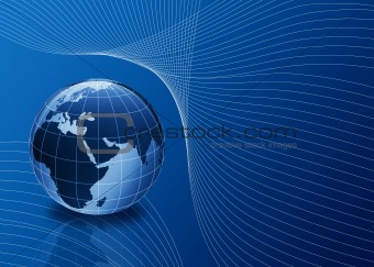 3d globe in blue with lines
